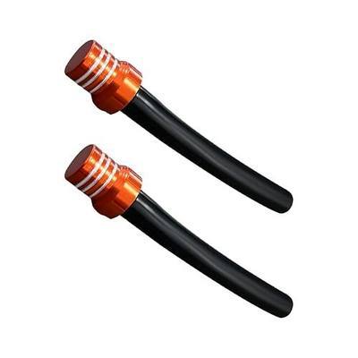 2 PCS Breather Hose Gas Fuel Tank Cap, CNC One Way Tank Vent Tube with Aluminum Breather Valve, Universal for ATV Quad Off-Road Pit Dirt Bike, Motorcycle Accessories (Orange)