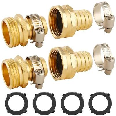2 Set 3/4 Inch Brass Garden Hose Repair Connector Kit with Clamp | Fit for 3/4" Garden Hose Fitting,3/4'' Barb x 3/4'' GHT Garden Hose Adapter/Fittings, Water Hose Repair Kit