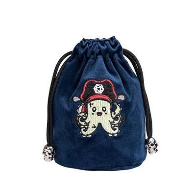Large DND Dice Bag Blue Dice Storage Bag for D&D Role Playing Games | Cartoon Octopus Pattern, Velvet Material, Drawstring Bag, Capacity 100+ Polyhedral Dice, for DND RPG Tabletop Game Board Game