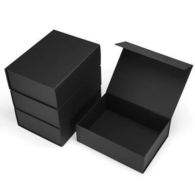 Ditwis 4 Pack 12x9x4 Inches Gift Boxes with Magnetic Closure Lids, Black Magnetic Box for Wedding, Groomsmen Bridesmaid Proposal, Birthdays, Mother's Day