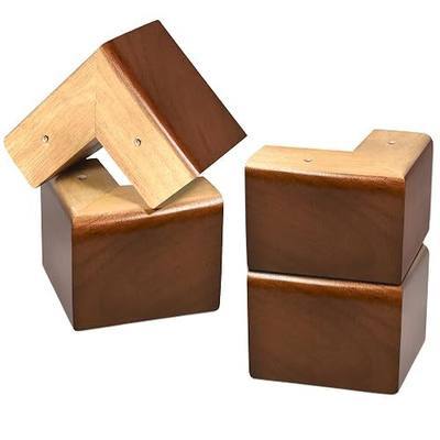 Solid Wood Legs for Furniture, L-Shaped Bed Risers, Furniture Legs for Sofa Couch Dresser Cabinet Table, Couch Sofa Feet, Furniture Risers, Bed Lifters 4 Pack