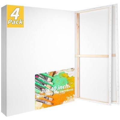 Oleitodh 4 Pack Stretched Canvas 30x40 Inch 100% Cotton Painting Canvas | 5-Time Gesso Primed, Pre Stretched Canvas, Blank Canvas Boards, Acrylic Pouring, Oil Painting, Artists, Studio Supplies