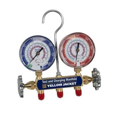 Yellow Jacket 42035 2-Valve Series 41 A2L Manifold, (psi °F) R32/454B/410A, 3-1/8" Gauges (No Hoses)
