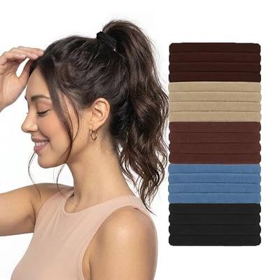 Seamless High Stretch Hair Ties No Damage for Fine Thick Curly Hair | Nylon Ponytail Holders Soft Hair Bands No Crease Ouchless Hair Elastics No Metal Snag-Free Hair Accessories Daily Wear