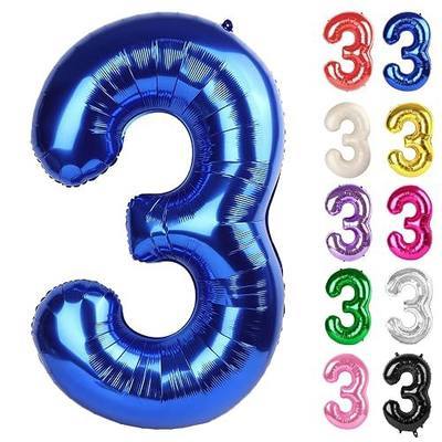 Metallic Blue Number 3 Balloon 40 Inch, 3 Balloon Number, 3rd Birthday Decorations, Navy Blue Party Supplies