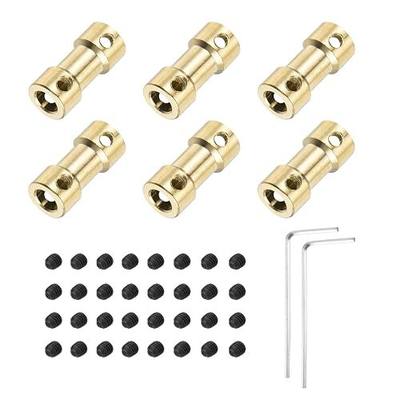 MECCANIXITY 6pcs 2mm to 5mm Brass Shaft Coupling Joint Connector with Screws and Hex Wrench Flexible Motor Shaft Coupler for Car Wheels Tires Shaft Motor