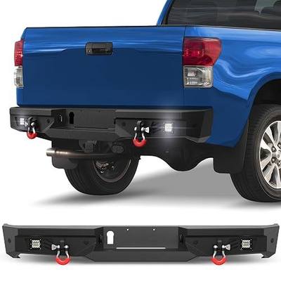 07-13 Tundra Rear Bumper Full Width Offroad Bumper w/Step Plate | 2x18w Lights, D-rings, License Plate Lights for 2007-2013 Tundra Pickup Trucks