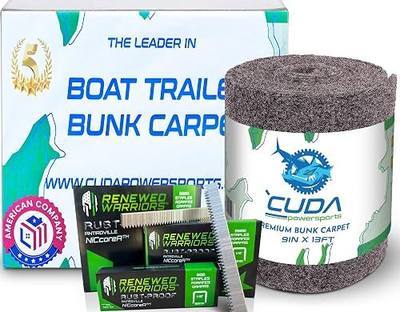 Cuda Boat Bunk Carpet 9 Inch Wide x 13ft - 30oz -RUSTPROOF Staples Inside-Premium Carpet for Boat Trailers Bunk Boards Parts Accessories Gray Grey Charcoal Lift Runners Covers Marine Grade Waterproof