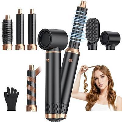 5 in 1 Blow Dryer Brush Set, Detachable Hot Air Styler & Hair Dryer Brush for Women, Blowout Brush with Auto Wrap Curling Iron, Smoothing Brush & Round Brush Volumizer for All Hair Types