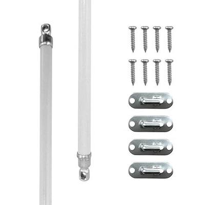 Amazing Drapery Hardware White Swivel Sash Curtain Rods with Nickel Ends, Set of 2 (Hardware Included) - Adjustable Length 21-38 Inches, Easy to Install Metal Rods for Doors, Windows,and Sidelights
