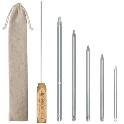 Rope Splicing Tool Kit,5 Size 1/4,5/16",3/8",7/16",1/2" Splicing FID+Pusher | Rope Splicing Fid Kit For Double Braid Line/Climbing/Synthetic/Winch/Boat Rope Eye Splice & Repair,Aluminum Line Braiding Set