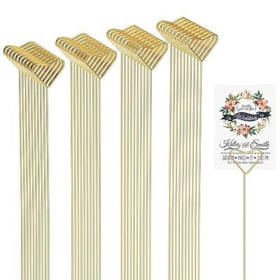 40 Packs Floral Card Holder Picks - Metal Gift Card Holder Sticks for Bouquets, Wedding Centerpieces, Photo Holder Sticks, Floral Picks for Cards, Picture Holders for Centerpieces, Heart-Shaped