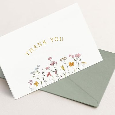 Beautiful Thank You Card Set With Envelopes and Stickers - Set of 20 Elegant Blank Cards For Personalized Notes - Perfect Bulk Stationary Set For All Occasions incl. Weddings, Business & Baby Showers
