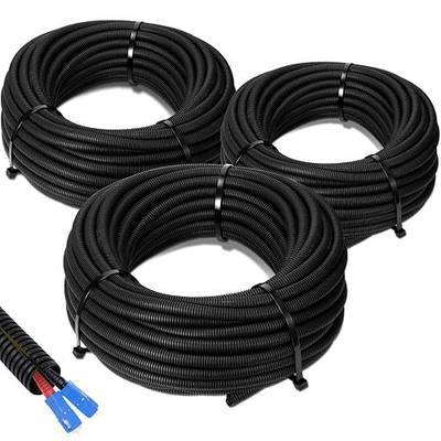 Sasylvia 1/4", 1/2", 3/8" x 25 Ft Split Wire Loom Tubing Wire Loom Assortment Split Cable Sleeves Bulk Flexible Electrical Conduit Protective kit