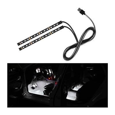 Yourkar Car LED Strip Light, 24 LED Auto Interior Under Dash Atmosphere Lights with USB Port, Vehicle Decor Lamp Ambient Night Light Strip Lighting Kit, Universal Car Accessories (White)