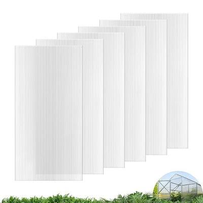UMIG 6 PCS 4'x 2'x 0.24'' Polycarbonate Greenhouse Panels, Twin-Wall Waterproof UV Protected Corrugated Plastic Roof Panels Sheets, Clear Replacement Panels for Greenhouse, Outdoor, Plant