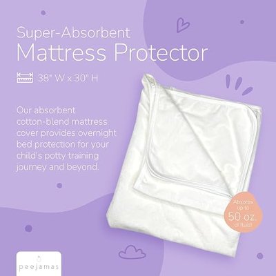 Peejamas 2 Pack Potty Training Pee Pads for Kids, Toddler - 100% Waterproof, Non Slip & Reusable Mattress Protector - Fits Twin Mattresses up to 14" Deep, 38" W x 30" L
