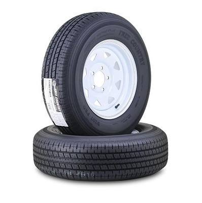 Free Country Trailer Tire Wheel Assembly ST205/75R14 8-Ply D 105N 5 Lug on 4.5" PCD White Spoke Wheel, SET 2