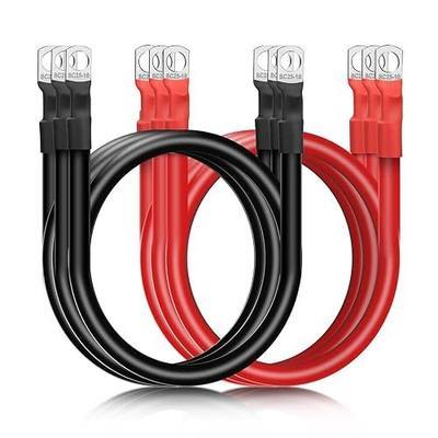 Linkstyle 6PCS 4 AWG Battery Cables 12 Inch, 30CM Heavy Duty Marine Battery Power Inverter Copper Wire Set, with 3/8" Tinned Copper Ring Terminals, for 12-48V for RV, Truck, Automotive, Solar Systems