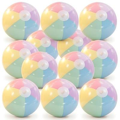 MiniInflat 12 Pcs Inflatable Pastel Beach Ball Kid | Macaron Beach Ball Bulk, Jumbo Big Small, for Adults Summer Swimming Pool, Water Game Favor, Baby Shower Birthday Party Decor