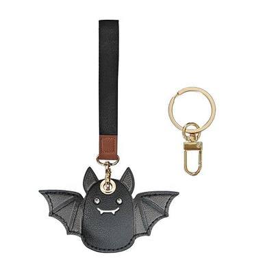 Cute Faux Leather Keychain Holder Accessories with Wristlet Strap Lanyard | Hidden Protective Case Suitable for Airtag