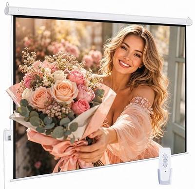 120" Motorized Projector Screen, Electric 16:9 Projector Screen with Remote Control, Indoor/Outdoor HD Movie Screen, Wall/Ceiling Mounted, Perfect for Home Office Theater TV, White