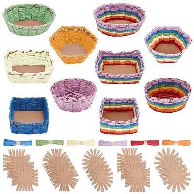 FREEBLOSS 15 Set Basket Weaving Kit Basket Making Kit for Adults Beginners | Creative Woven Bowl Raffia Baskets Arts and Crafts Projects with Instruction Easter Baskets Activities for Easter Eggs