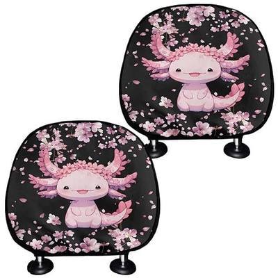 BIGCARJOB Axolotl Flower Car Seat Head Rest Cover Set of 2 Pcs - Headrest Protector Covers - Fit Most Cars & Vehicles