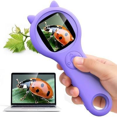 Microscope for Kids - Electronic Handheld Magnifying Glass for Children-STEM Outdoor Science Kit for Summer Travel & Camping Toy,Birthday Gifts Toys for 5-8 9-12 Year Old Girls(Purple)