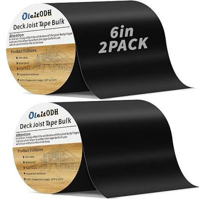 Oleitodh 2 Rolls Butyl Joist Tape for decking, 6 Inch x 50 Feet Weatherproof Butyl Sealant Deck Tape Joist-Beam Deck Joist Tape Bulk for Wood Joists Decks Beams Roof
