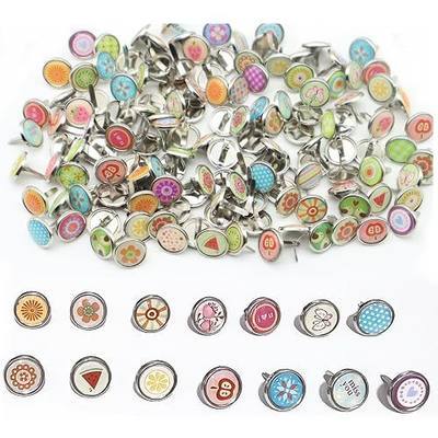 QYIMLI 150pcs Brass Fasteners, Dia.0.47" Cute Multicolor Brads Round Mini Brads Metal Brads Paper Fasteners for Kids Craft DIY School Project Scrapbooking Brad Art Decorative (12mmx12mm)