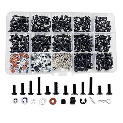 500pcs RC Screws Kit,RC Screws for Traxxas Arrma Axial Redcat HPS SCX10 1/8 1/10 1/12 1/16 Scale RC Cars Trucks Crawler, Screws Assortment Set, Hardware Fasteners (500pcs RC Screw Kit)