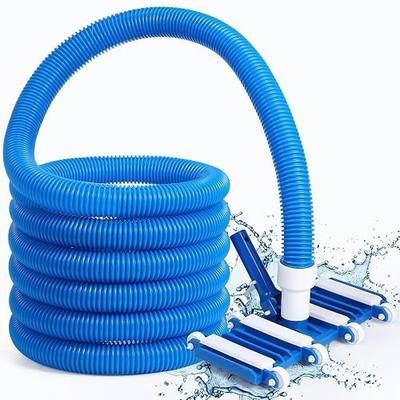 2 Pcs Pool Cleaning Vacuum Kits include 14" Swimming Pool Vacuum Head with Flexible Wheels and 1-1/2" x 18 FT Hoses for Inground Above Ground Pond Cleaning, Pole Not Included(Right Corner)