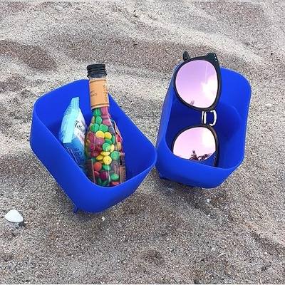 Sand Beach Drink Holder for Sand Beach Drink Cup Holder with Pocket Beach Sand Coasters Drink Cup Holders for Travel Multicolor 2 Pack Color Deep Blue