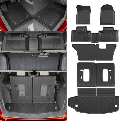 Floor Mats Compatible with 2016-2025 2026 Dodge Durango 7-Seater Trunk Mat Cargo Liner All Weather Back Seat Cover 2024 Durango Accessories (Trunk Mat+3rd Row Backrest Mats+Floor Mats)