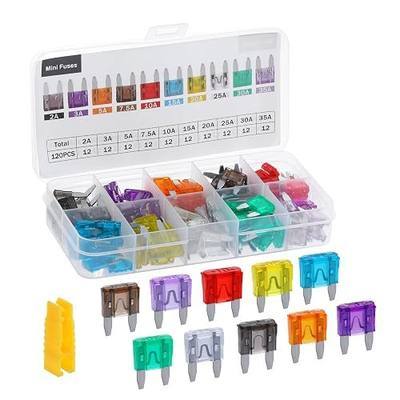 120 Pieces Mini Fuse Kit, Car Fuses Assortment Kit -Mini Size(2A/3A/5A/7.5A/10A/15A/20A/25A/30A/35A), Fuses Automotive kit for Cars, Trucks, Motorcycle, Camper, SUV