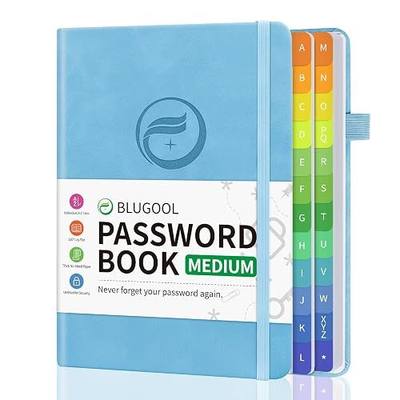 Password Book with Alphabetical Tabs, Password Keeper Book for Seniors, Hardcover Password Notebook for Individual & Colorful Tabs, Password Organizer for Website Logins, 5.3" x 7.7", Blue