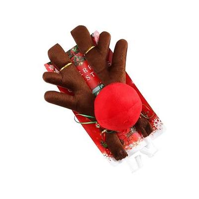 Ohleats Premium Reindeer Car Kit Antlers, Nose, Auto Christmas Decorations, Premium Antlers Reindeer Kit for Cars, SUV, Vans, Trucks Windows & Grille, Universal Decor Car Accessories (Coffee)