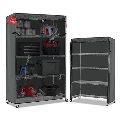 Porch Shield Storage Shelf Cover Fits 48" x 24" x 72" Wire Rack - Dustproof Shelving Unit Cover with Front Transparent(Grey)