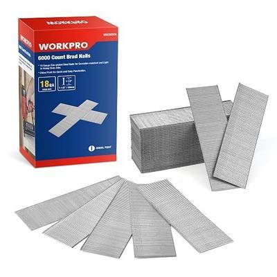 WORKPRO 1-1/2" 18 Gauge Brad Nails, 6000 Count Brad Nailer Nails | Pneumatic & Electric Nailers, Smooth Finish, Strong Fastening, Wood Trim, Cabinet Assembly, Furniture Repair, DIY Projects