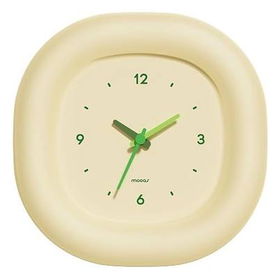 mooas Cute Mini Analog Marshmallow Clock 6.9 Inch Battery Operated (Yellow) | Aesthetic Small Silent Bedside Desk Clock Non-Ticking Shelf Clocks for Decor Livingroom Bedroom Kitchen Desktop Gift
