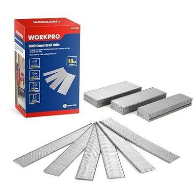 WORKPRO 18 Gauge Brad Nails, 2'',1-1/2'',1-1/4'', 3/4''Brad Nails | 6000 Count, Pneumatic & Electric Nailers, Strong Fastening, Wood Trim, Cabinet Assembly, Furniture Repair, DIY Projects