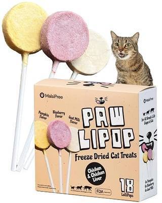 MalsiPree Cat Lollipop Treats - Freeze-Dried Chicken & Pumpkin, 18pk | Freeze-dried cat pops - chicken & pumpkin - interactive toy & topper - Use for cat birthdays, treats & play