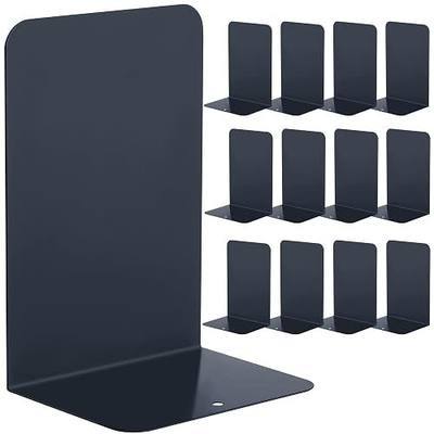 Beeveer 6 Pairs Metal Bookends Book Stopper for Shelves Office Book Holder Library Bookend for Heavy Books Desk Home Bookshelf School (Black)