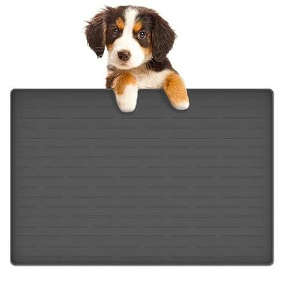 24"x16" Large Dog Food Mat, Silicone Dog and Cat Mats for Food and Water Bowls, Waterproof Raised Edge Pet Feeding Mat for Contain Spills Protects Floors, Multiple Colors & Sizes for Pets, Dark Gray