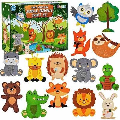 Garma Sewing Kits for Kids Animal Felt Craft Kit for Kids Ages 5-8 8-12 | 14 in 1 Easy DIY Felt Animals for Beginners - Mini Sewing Craft Set Gift for Boys & Girls Birthday