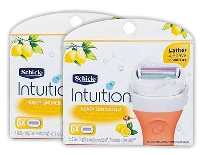 Schick Intuition - Lather & Shave In One Stop - Honey Limoncello, Fresh Citrus Scent - Women's Razor Blade Refills - 3 Ct Pack of 4 = 12 Cartridges, Vary
