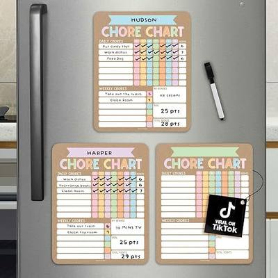 Hadley Designs Magnetic Chore Chart for Kids Multiple Kids – Dry Erase Chores Chart for Adults and Teens, Responsibility Task List for Family, Fridge Task Board Tracker at Home, Kraft Chore Board
