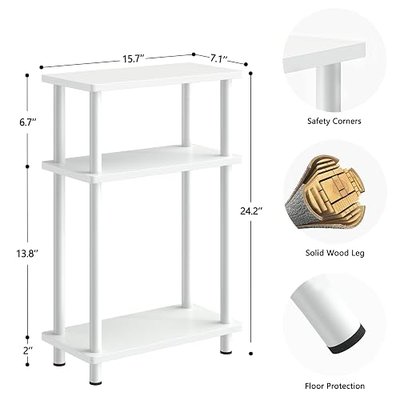 Apicizon Small Narrow Side Table, 3-Tier Skinny End Table with Storage Shelf, Slim Nightstand Bedside Table for Small Spaces, Living Room, Bderoom, White