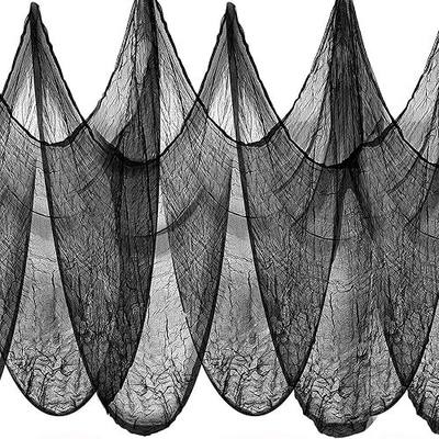 Creepy Cloth Halloween Decorations, 79" x 79" Black Gauze Fabric for Indoor Outdoor Haunted House, Party & Graveyard Decor